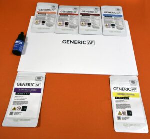 Generic AF cannabis flower and gummies displayed at Wilde Roots pop-up event, showcasing Indica and Sativa strains alongside gummies for on-the-go use.